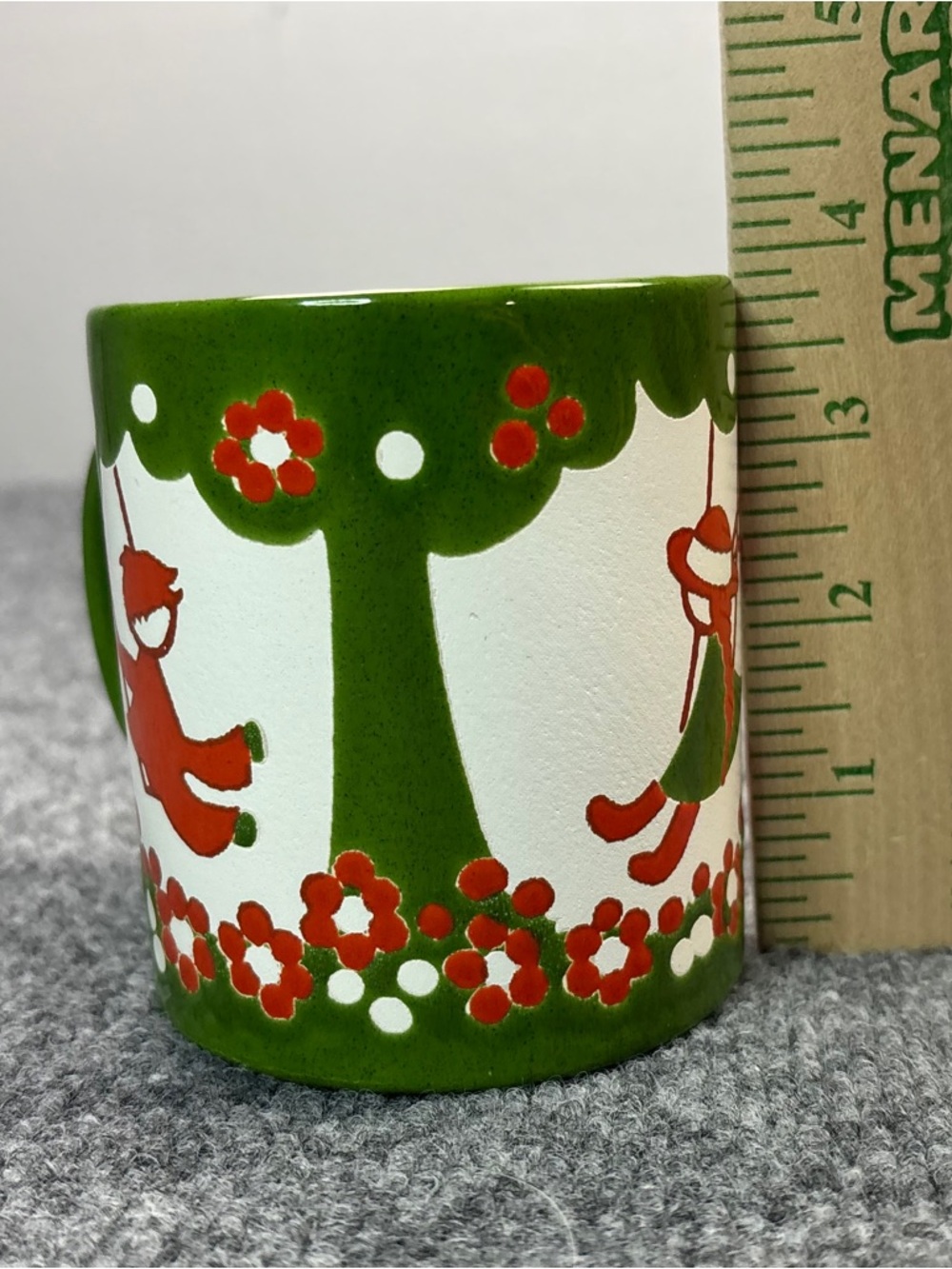 VTG Waechtersbach Pottery West Germany Apple Orchard Tree Coffee Mug Green Swing - Picture 10 of 11